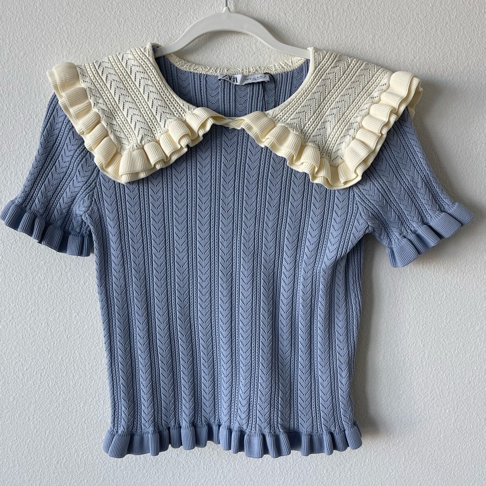 ZARA | Blue top with Collar
